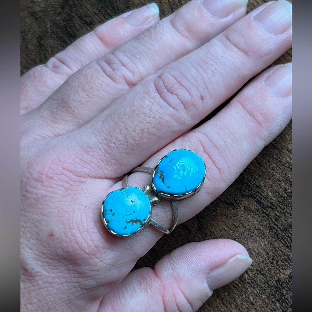 Vintage double turquoise ring